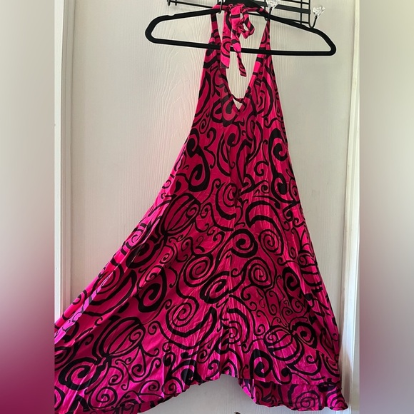 TikiTurtle Pink and Black Patterned Halter Dress - Picture 6 of 8